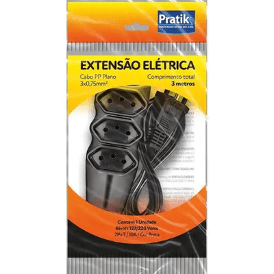 EXTENSAO TRIPLA C/03M 2P+T PRATIK