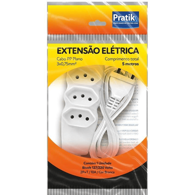 EXTENSAO TRIPLA C/05M 2P+T PRATIK