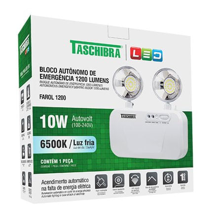 LUMINARIA DE EMERGENCIA BLOCO 10W TASCHIBRA
