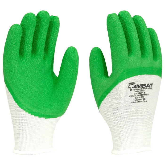 LUVA TRICOTADA BANHADA LATEX VERDE  9/G IMBAT