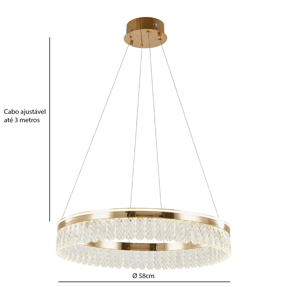 LUSTRE PEND. LED 62WX2 SEQ. DOURADO 6726