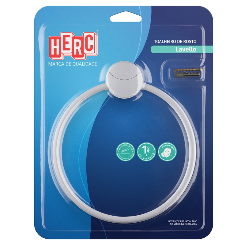 PORTA TOALHA ARGOLA HERC LAVELLO BRANCO 4070
