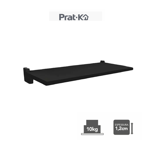 PRATELEIRA PRAT-K PRETA  20X100CM C/SUPORTE PRETO