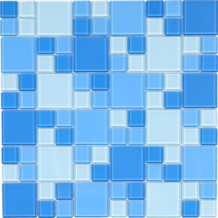 PASTILHA VIDRO 30X30CM PÇS C/28X28MM AZUL 370