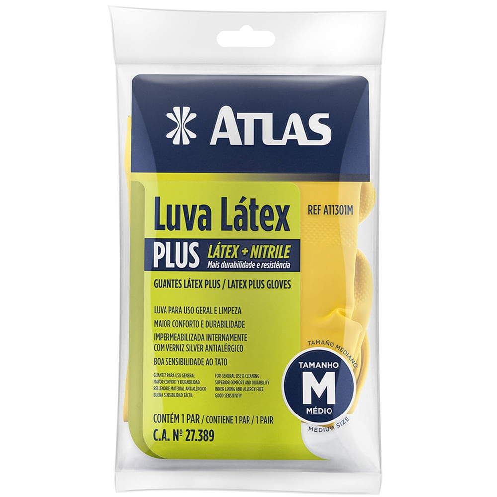LUVA LATEX AMARELA 3 EX-G ATLAS AT1301EG