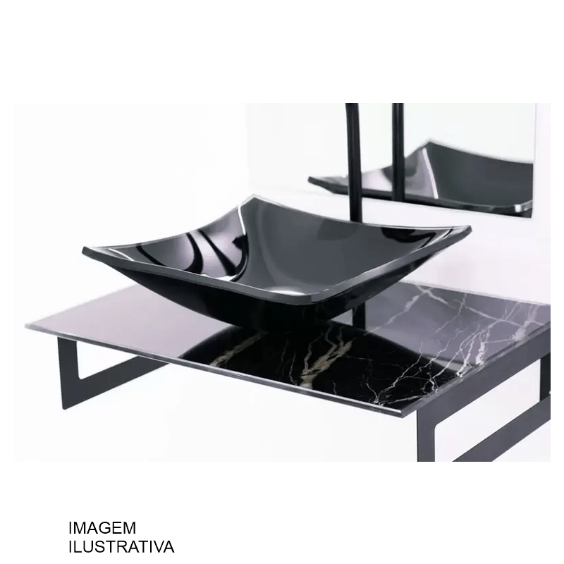 GABINETE VIDRO VMEX 50CM PRETO CARRARA