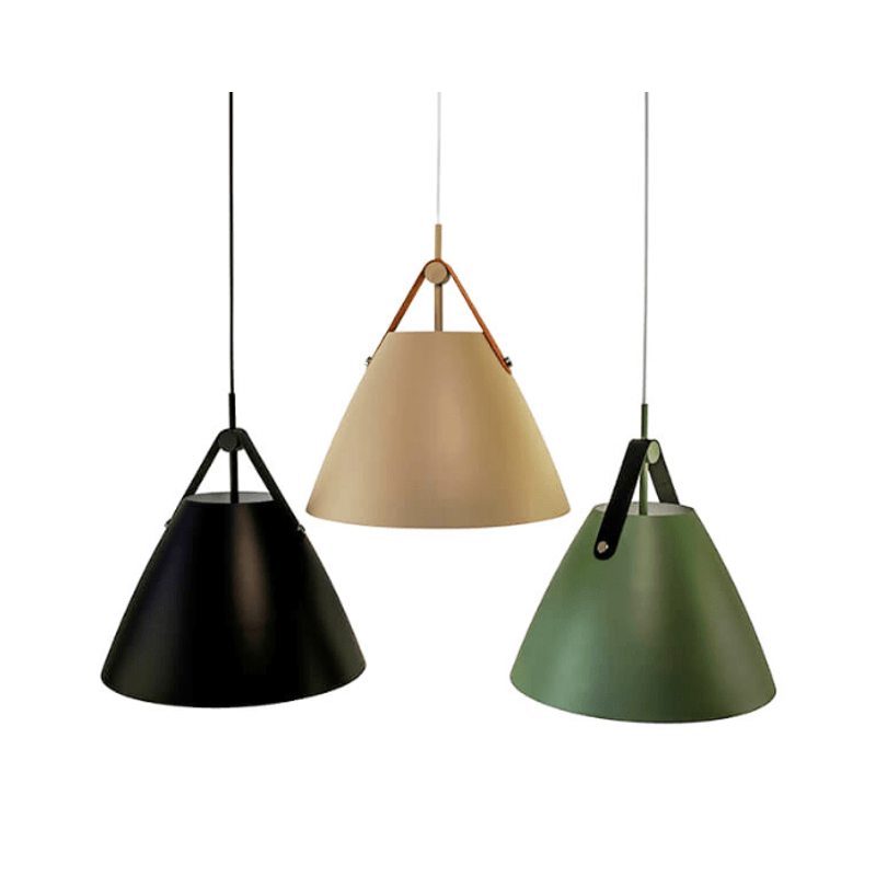 LUSTRE PEND. ALUM.  PRETO DETALHE COURO 6410