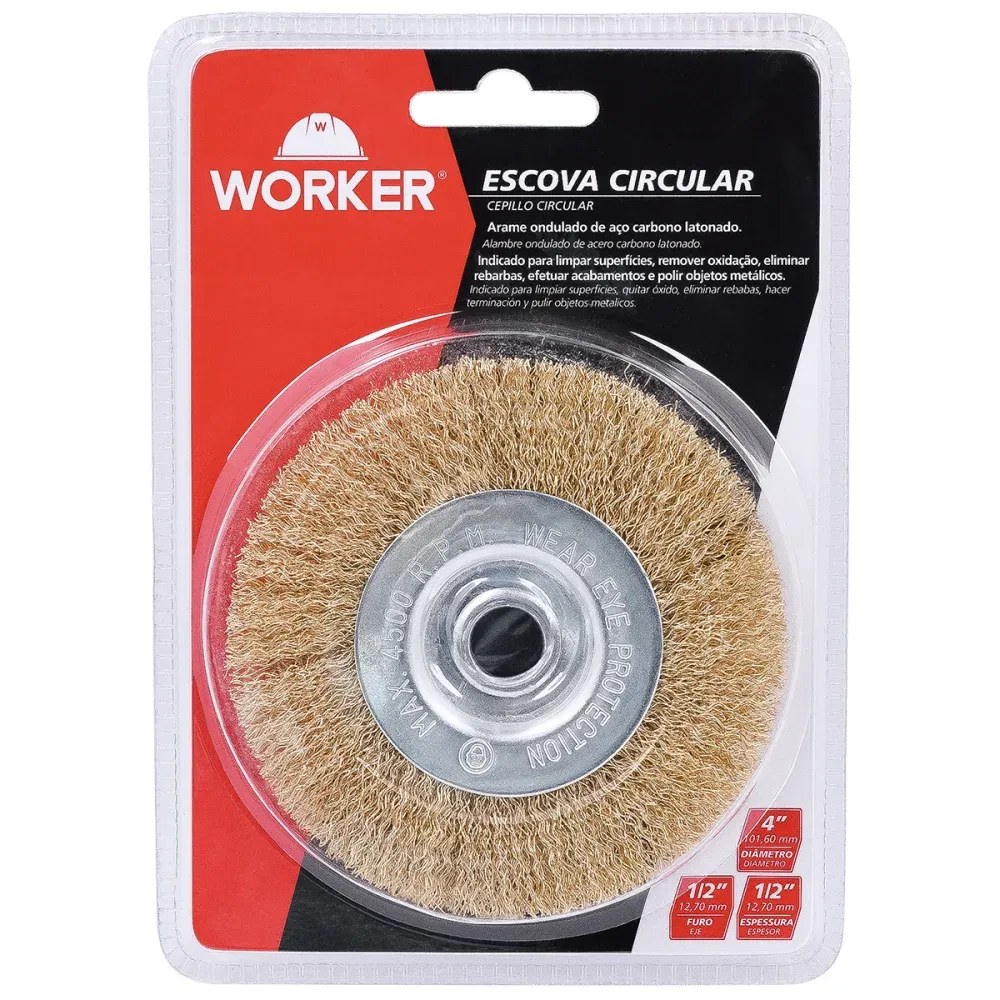 ESCOVA CIRCULAR ONDULADA 4" WORKER