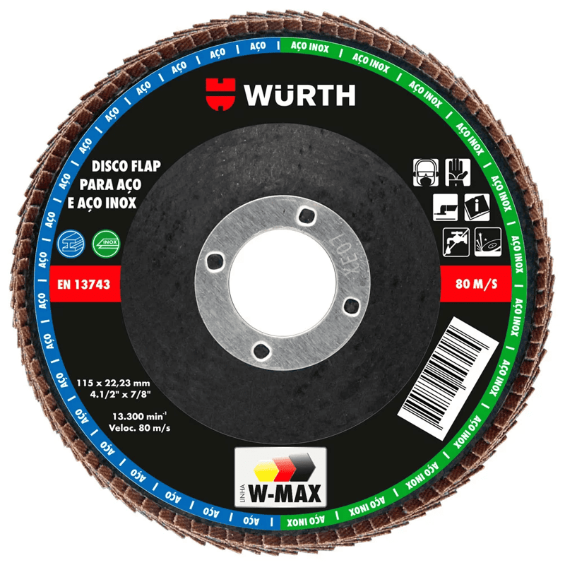 DISCO FLAP  4.1/2"X7/8" 120 WURTH AZUL INOX